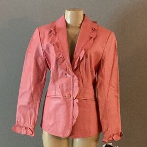 Ladies Pink Leather Jacket Terry Lewis Size S